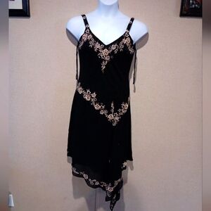 Vintage Y2K R&M Richards Emroidered Sequin Floral Appliqué Chiffon Drop Size 8